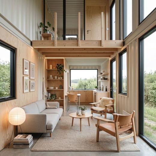 Nowoczesny Dom Modułowy z Kontenerów – Styl Skandynawski - wnętrze