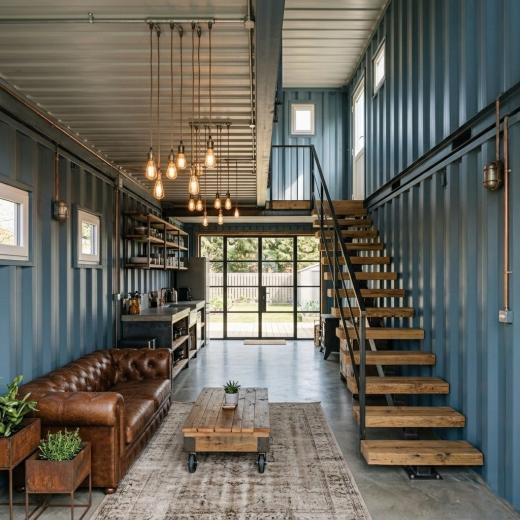 Luksusowy Domek Modułowy z Kontenerów | Nowoczesność i Styl Industrialny - wnętrze