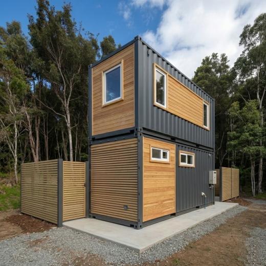 Nowoczesny Dom Modułowy z Kontenerów – Styl Industrial Loft - tył