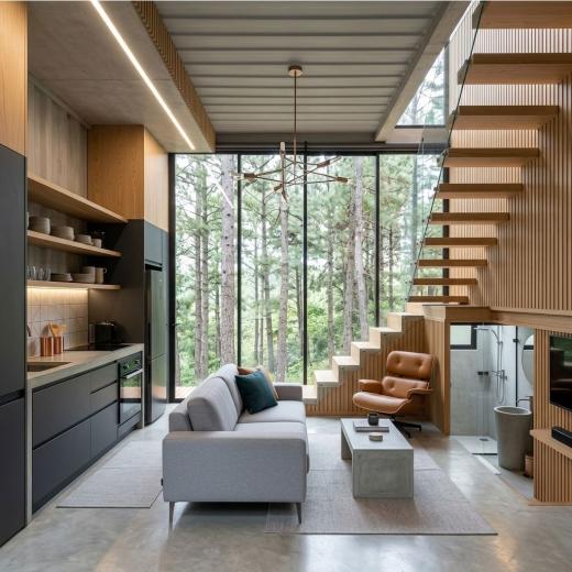 Nowoczesny Domek Modułowy z Kontenerów – Dwupoziomowy Design & Styl - wnętrze