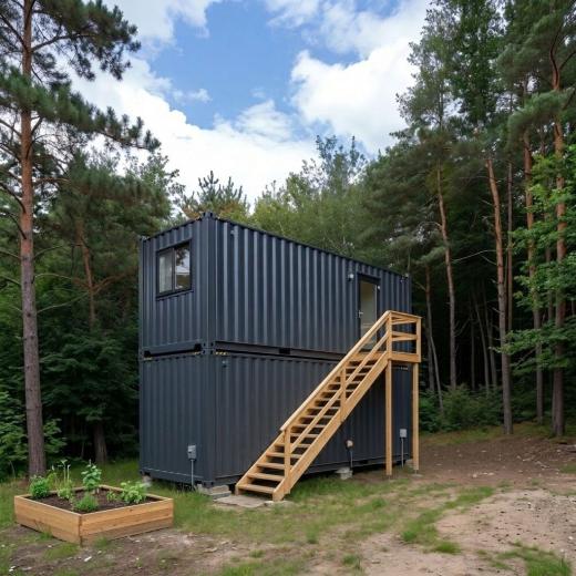 Nowoczesny Całoroczny Domek z Kontenerów - Modułowy – Industrial Chic - tył