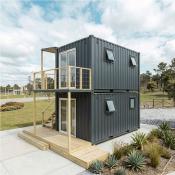 Dwupoziomowy Domek Modułowy z Kontenera | Styl Boho & Modern - tył